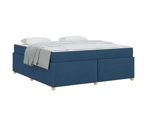 Gultas Rāmis Ar Matraci Zila 180 X 200 Cm Audums Vidaxl