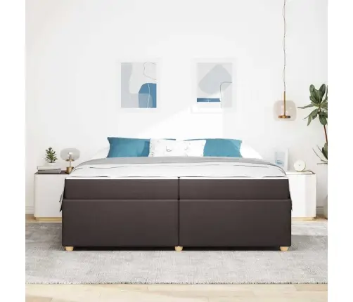 Voodi Raam Madratsiga Tume Pruun 200 X 200 Cm Kangas