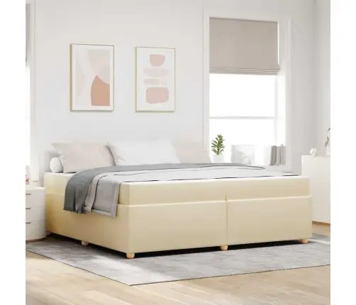 Gultas Rāmis Ar Matraci Krēmkrāsa 200 X 200 Cm Audums Vidaxl