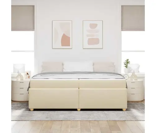 Gultas Rāmis Ar Matraci Krēmkrāsa 200 X 200 Cm Audums Vidaxl