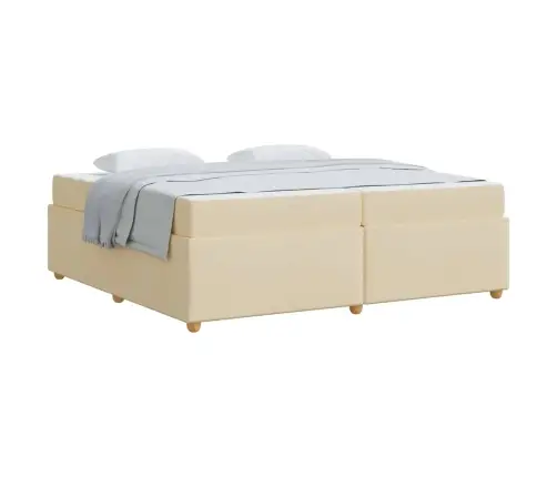 Gultas Rāmis Ar Matraci Krēmkrāsa 200 X 200 Cm Audums Vidaxl