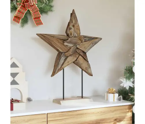 Ziemassvētku Zvaigzne Brūna 60 X 5 X 75 Cm Ciets Tekša Koks Vidaxl