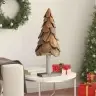 Ziemassvētku Eglīte Ar Statīvu Brūna 90 Cm Masīvs Tīkkoks Vidaxl