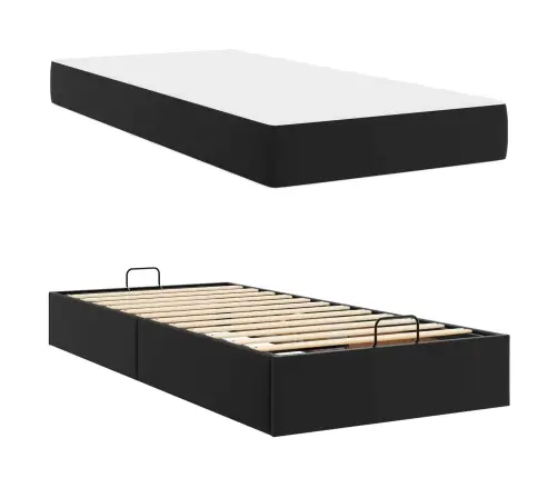 Gultas Rāmis Ar Matraci Melna 90 X 190 Cm Mākslīgā Āda Vidaxl