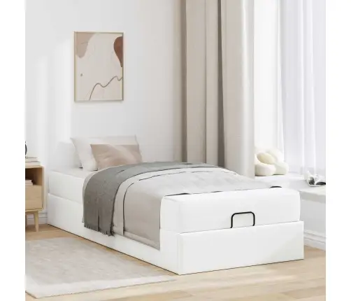 Gultas Rāmis Ar Matraci Tīri Balts 90 X 190 Cm Mākslīgā Āda Vidaxl