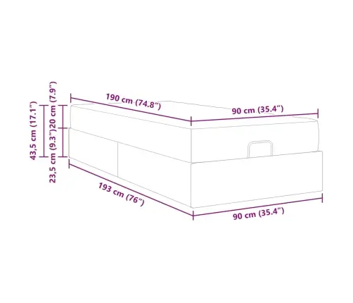 Gultas Rāmis Ar Matraci Kapučīno 90 X 190 Cm Mākslīgā Āda Vidaxl