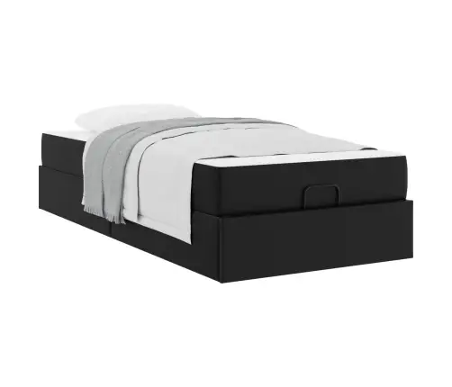 Gultas Rāmis Ar Matraci Melna 90 X 200 Cm Mākslīgā Āda Vidaxl