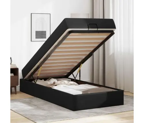 Gultas Rāmis Ar Matraci Cits Melna 100 X 200 Cm Mākslīgā Āda Vidaxl