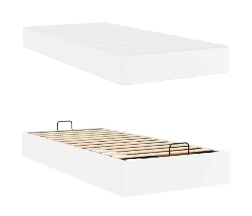 Gultas Rāmis Ar Matraci Tīri Balts 100 X 200 Cm Mākslīgā Āda Vidaxl