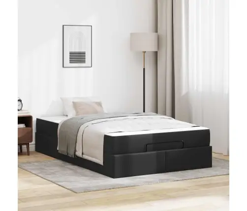 Gultas Rāmis Ar Matraci Cits Melna 120 X 190 Cm Mākslīgā Āda Vidaxl