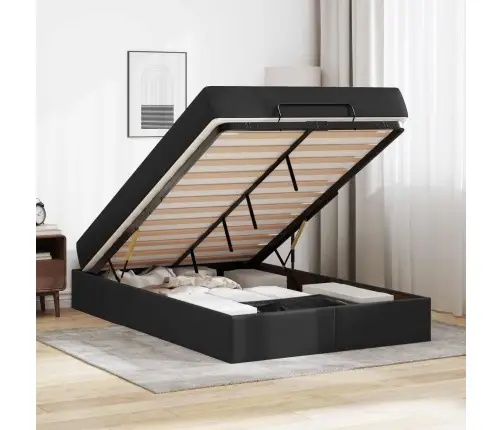 Gultas Rāmis Ar Matraci Cits Melna 120 X 190 Cm Mākslīgā Āda Vidaxl