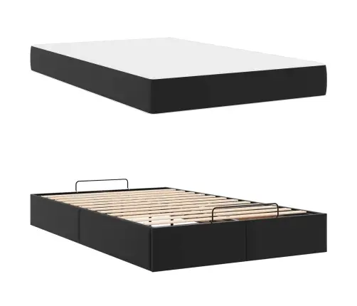Gultas Rāmis Ar Matraci Cits Melna 120 X 190 Cm Mākslīgā Āda Vidaxl