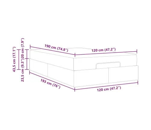 Gultas Rāmis Ar Matraci Cits Melna 120 X 190 Cm Mākslīgā Āda Vidaxl