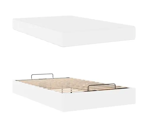 Gultas Rāmis Ar Matraci Tīri Balts 120 X 190 Cm Mākslīgā Āda Vidaxl