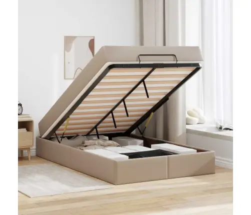 Gultas Rāmis Ar Matraci Kapučīno 120 X 190 Cm Mākslīgā Āda Vidaxl