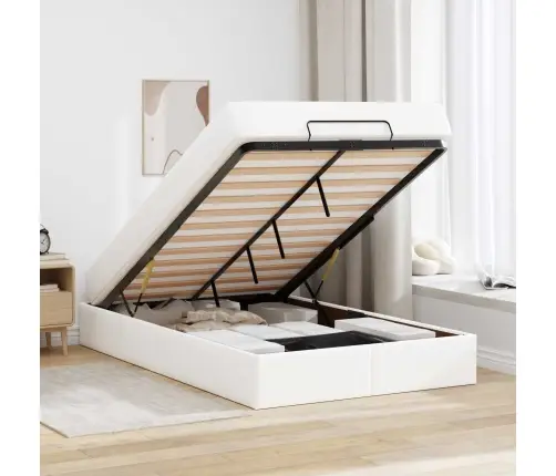 Gultas Rāmis Ar Matraci Tīri Balts 120 X 200 Cm Mākslīgā Āda Vidaxl