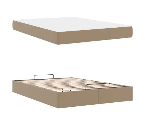 Gultas Rāmis Ar Matraci Kapučīno 140 X 190 Cm Mākslīgā Āda Vidaxl