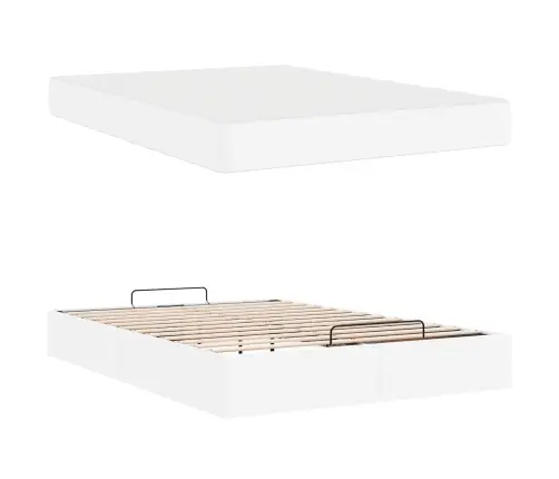 Gultas Rāmis Ar Matraci Tīri Balts 160 X 200 Cm Mākslīgā Āda Vidaxl