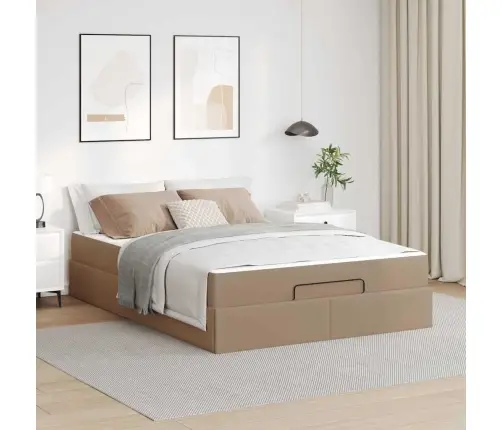 Gultas Rāmis Ar Matraci Kapučīno 160 X 200 Cm Mākslīgā Āda Vidaxl