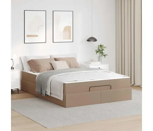 Gultas Rāmis Ar Matraci Kapučīno 160 X 200 Cm Mākslīgā Āda Vidaxl