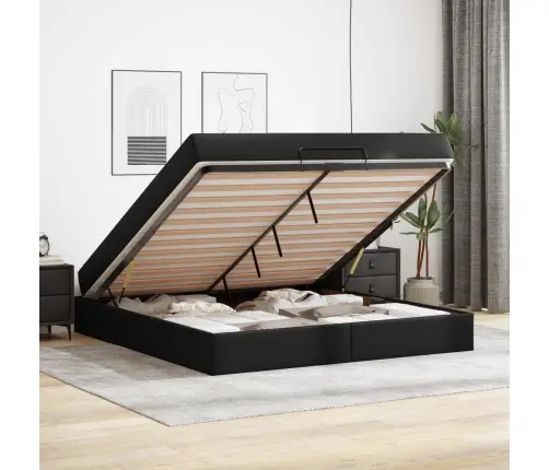 Gultas Rāmis Ar Matraci Melna 180 X 200 Cm Mākslīgā Āda Vidaxl