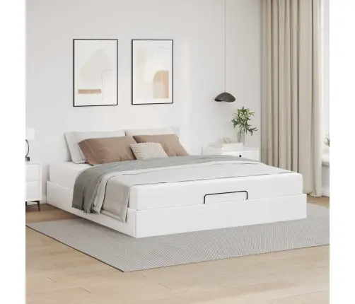 Gultas Rāmis Ar Matraci Tīri Balts 180 X 200 Cm Mākslīgā Āda Vidaxl