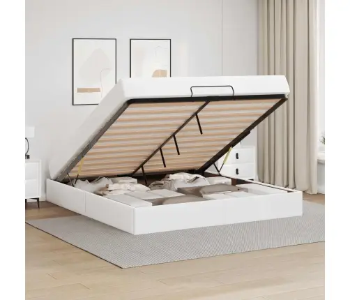 Gultas Rāmis Ar Matraci Tīri Balts 180 X 200 Cm Mākslīgā Āda Vidaxl