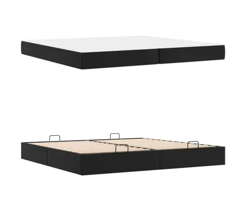 Gultas Rāmis Ar Matraci Melna 200 X 200 Cm Mākslīgā Āda Vidaxl