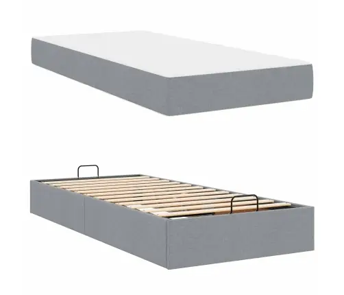 Lovos Rėmas Su Čiužiniu 2 Pcs Šviesiai Pilka Audinys