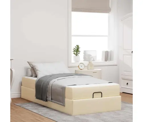 Voodiraam Madratsiga Madratsiga 2 Pcs Cream Kangas