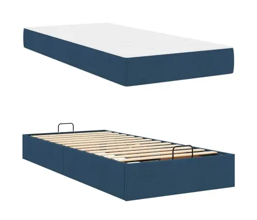 Gultas Rāmis Ar Matraci Zila 80 X 200 Cm Audums Vidaxl