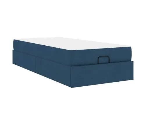 Gultas Rāmis Ar Matraci Zila 80 X 200 Cm Audums Vidaxl