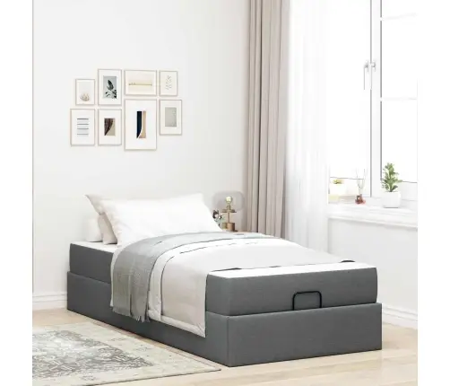 Gultas Rāmis Ar Matraci Tumši Pelēka 90 X 190 Cm Audums Vidaxl