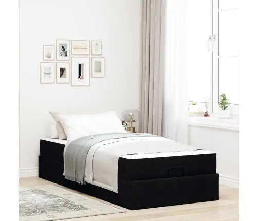 Gultas Rāmis Melna 90 X 190 Cm Audums Vidaxl