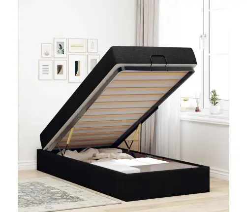 Gultas Rāmis Melna 90 X 190 Cm Audums Vidaxl