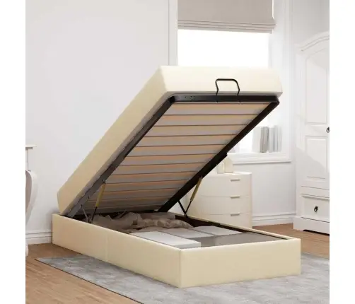 Gultas Rāmis Ar Matraci Krēmkrāsa 90 X 190 Cm Audums Vidaxl