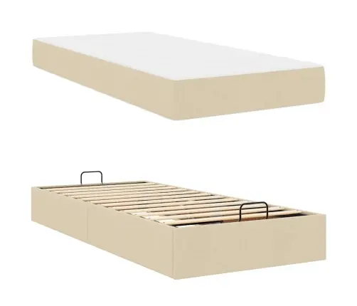 Gultas Rāmis Ar Matraci Krēmkrāsa 90 X 190 Cm Audums Vidaxl