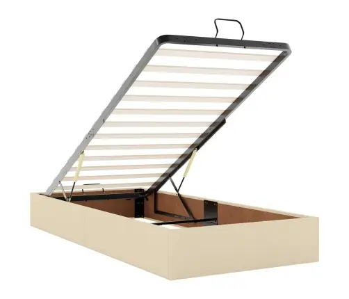 Gultas Rāmis Ar Matraci Krēmkrāsa 90 X 190 Cm Audums Vidaxl