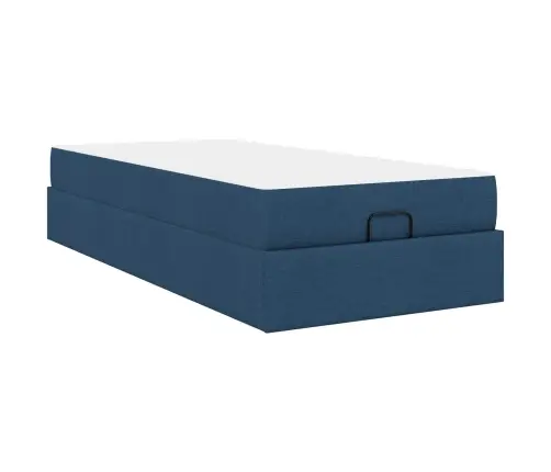 Gultas Rāmis Ar Matraci Zila 90 X 190 Cm Audums Vidaxl