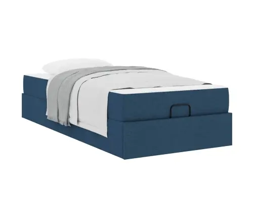 Gultas Rāmis Ar Matraci Zila 90 X 190 Cm Audums Vidaxl