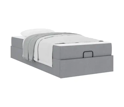 Gultas Rāmis Gaiši Pelēka 90 X 200 Cm Audums Vidaxl