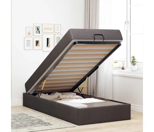 Gultas Rāmis Ar Matraci Tumši Brūna 90 X 200 Cm Audums Vidaxl