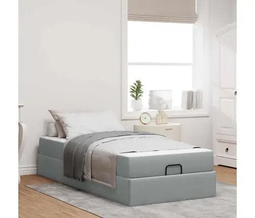 Gultas Rāmis Gaiši Pelēka 100 X 200 Cm Audums Vidaxl