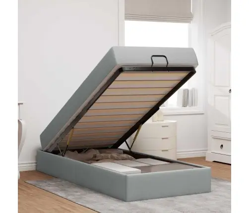 Gultas Rāmis Gaiši Pelēka 100 X 200 Cm Audums Vidaxl