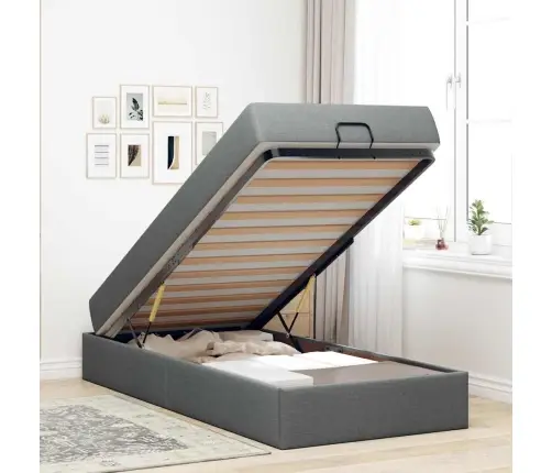 Gultas Rāmis Tumši Pelēka 100 X 200 Cm Audums Vidaxl