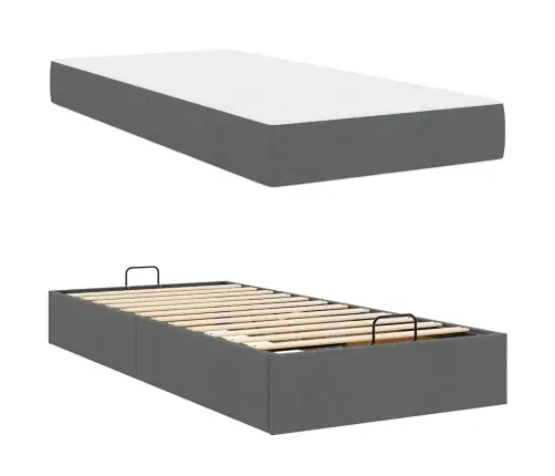 Gultas Rāmis Tumši Pelēka 100 X 200 Cm Audums Vidaxl