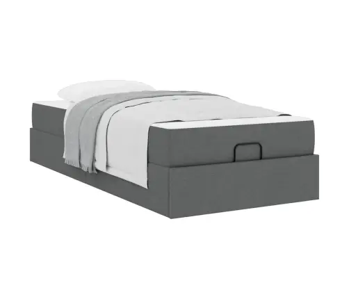 Gultas Rāmis Tumši Pelēka 100 X 200 Cm Audums Vidaxl