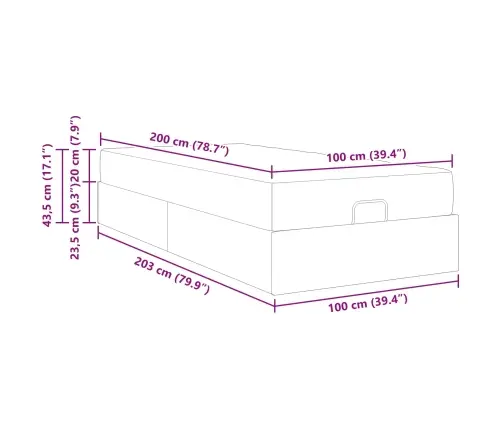 Gultas Rāmis Tumši Pelēka 100 X 200 Cm Audums Vidaxl