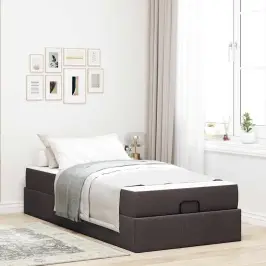 Gultas Rāmis Ar Matraci Tumši Brūna 100 X 200 Cm Audums Vidaxl