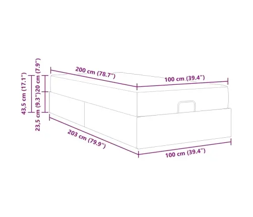 Gultas Rāmis Ar Matraci Pelēkbrūna 100 X 200 Cm Audums Vidaxl